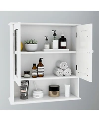 Airsurfer Bathroom Wall Cabinet with Double Mirror Doors and Shelves Modern Storage Organizer for Bathroom or Living Room