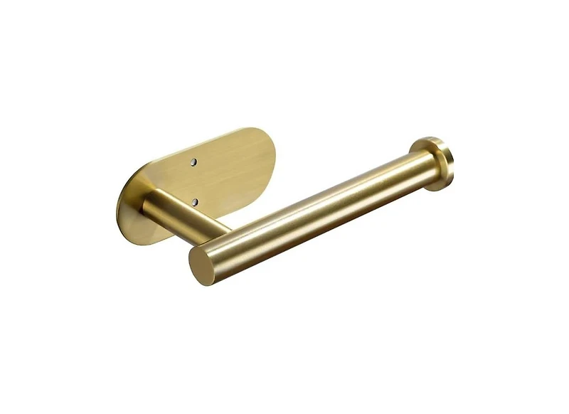 Adhesive Paper Holder - Brushed Brass Comfort Room Roll Holder Stick on Wall for Bathroom, Sus 304 Stainless Steel