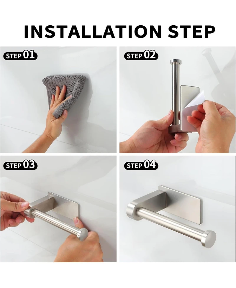 Self Adhesive Comfort Room Paper Holder - Bathroom Paper Holder Stand no Drilling Stainless Steel Brushed