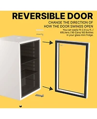 Premium 69 L Beverage Refrigerator 2.4 Cu. Ft. Freestanding Mini Fridge With Glass Door in White