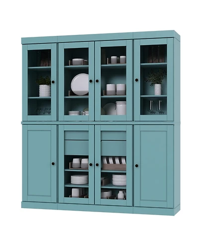 Palace Imports 100% Solid Wood 65" Pantry China Cabinet with Raised Panel, Clear Glass Doors
