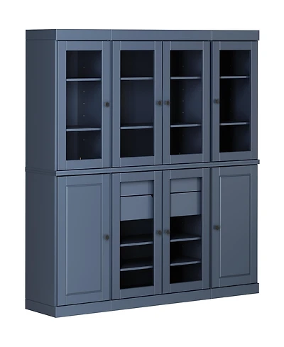 Palace Imports 100% Solid Wood 65" Pantry China Cabinet with Raised Panel, Clear Glass Doors