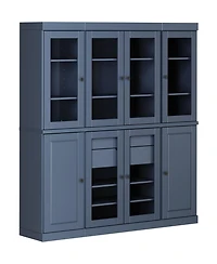 Palace Imports 100% Solid Wood 65" Pantry China Cabinet with Raised Panel, Clear Glass Doors