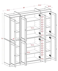 Palace Imports 100% Solid Wood 65" Pantry Cabinet with Shaker Doors & Adjustable Shelves