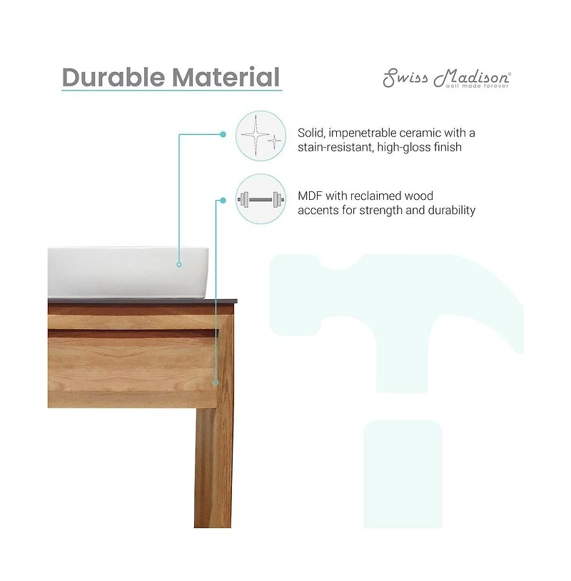 Swiss Madison24" Reclaimed Wood Vanity, Slate Countertop and Single Hole Vessel Sink