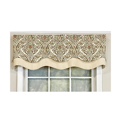 Rlf Home Diamond Damask Glory Valance Blush. 3" Rod Pocket, Layered. 50"W X 16"L