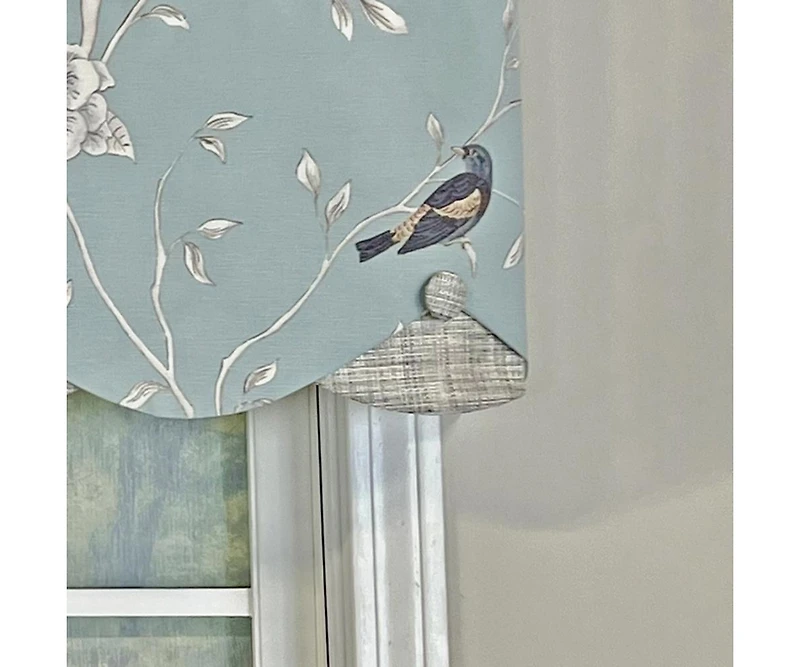 Rlf Home Trend Bird Petticoat Valance Citrine. 3"Rod Pocket, Contrast Bottom fabric. Hand Made Buttons 50"W x 15"L