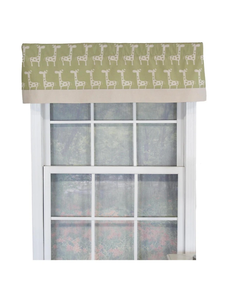 Rlf Home Girafee Banded 100% Cotton with Fully Lined 3" Rod Pocket Valnance for Windows 50" x 15" Fern