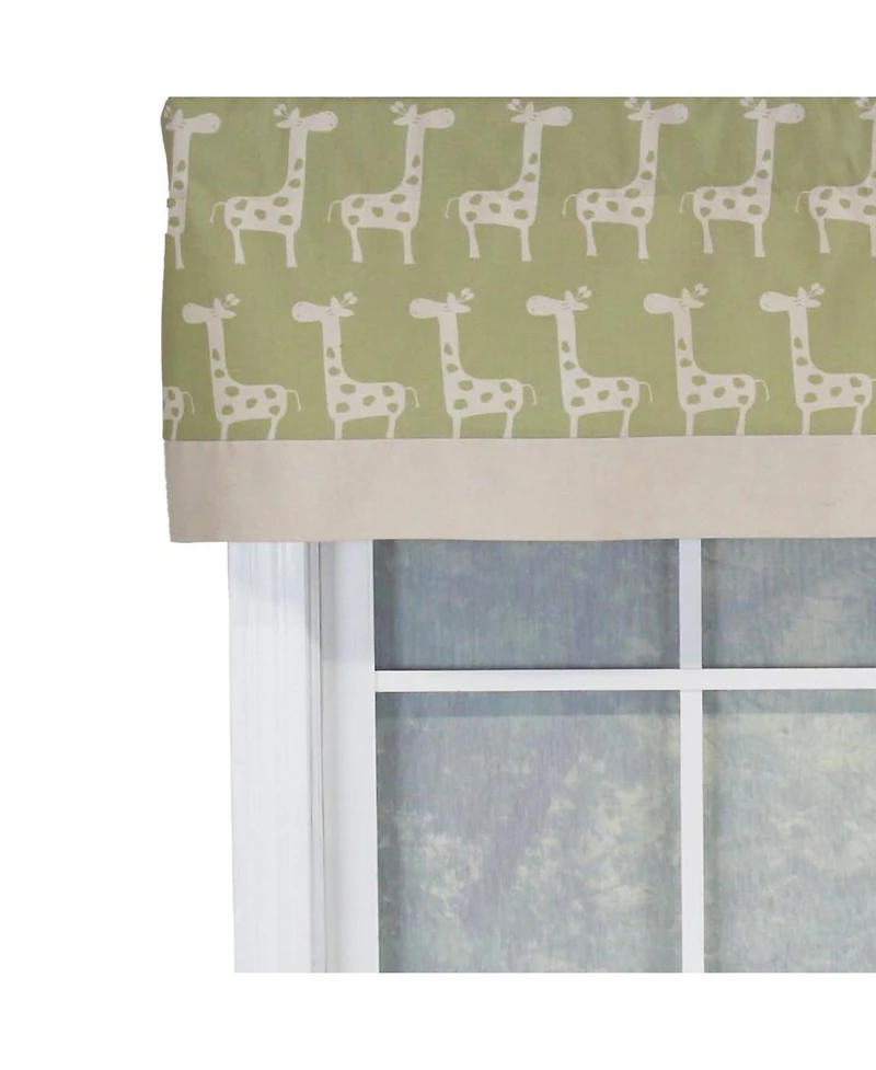 Rlf Home Girafee Banded 100% Cotton with Fully Lined 3" Rod Pocket Valnance for Windows 50" x 15" Fern