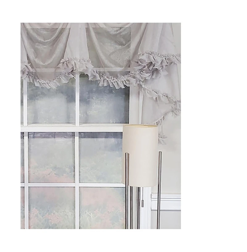 Rlf Home Luxurious Modern Design Classic Sheers Victory Swag 3-Scoop Window Valance 50" x 25" Silver