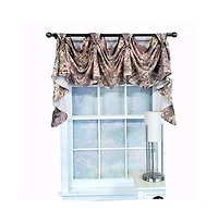 Rlf Home Modern Design Monte Cristo Victory Swag 3-Scoop Window Valance 50" x 25" Gray