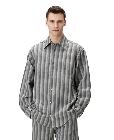 Pcfg Men's Linen-Blend Checked Woven Button-Up Shirt