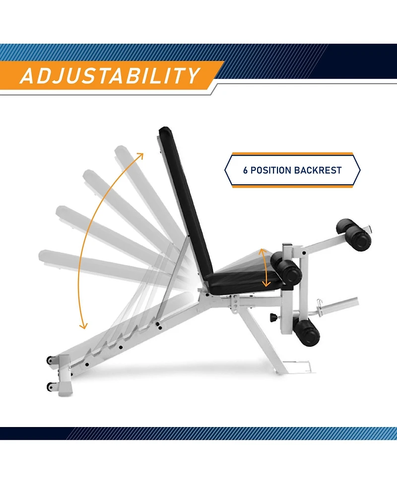 Marcy Powder Coated Steel Home Gym Multipurpose Adjustable Weight Bench, White