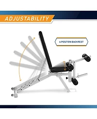 Marcy Powder Coated Steel Home Gym Multipurpose Adjustable Weight Bench, White