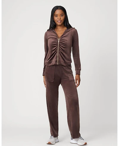Cable & Gauge Women's Ruched Zip-Up Velour Set