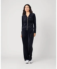 Cable & Gauge Women's Ruched Zip-Up Velour Set