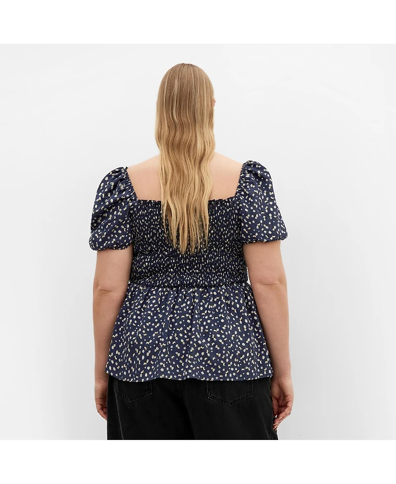 City Chic Women's Azure Shirred Print Top