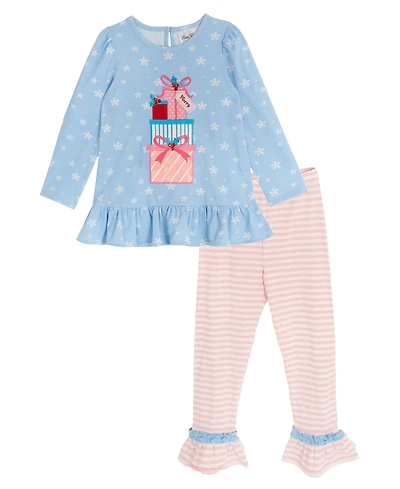 Rare Editions Girls 4T-6X Long-Sleeve Top and Leggings, 2-Piece Set