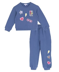Rare Editions Girls 4T-6X Long-Sleeve Top and Joggers, 2-Piece Set