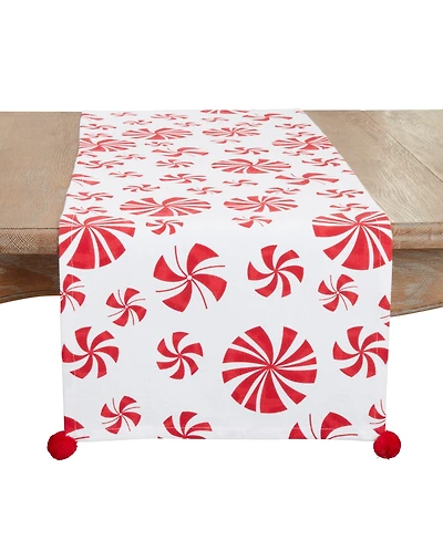 Saro Lifestyle Sweet Peppermint Candy Table Runner, 16" x 120"