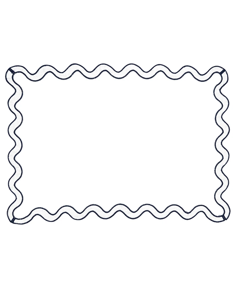 Saro Lifestyle Linen Eco Scallop Border Placemat, Set of 4