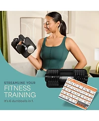 Lifepro Adjustable Dumbbell Set with Rack – 5-in-1 Quick-Change Hand Weights, 15lb, 25lb, or 43lb – Compact Adjustable Dumbbells for Men