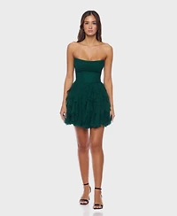 Alex & Sophia Juniors' Petal Mesh with Glitter Sleeveless Dress