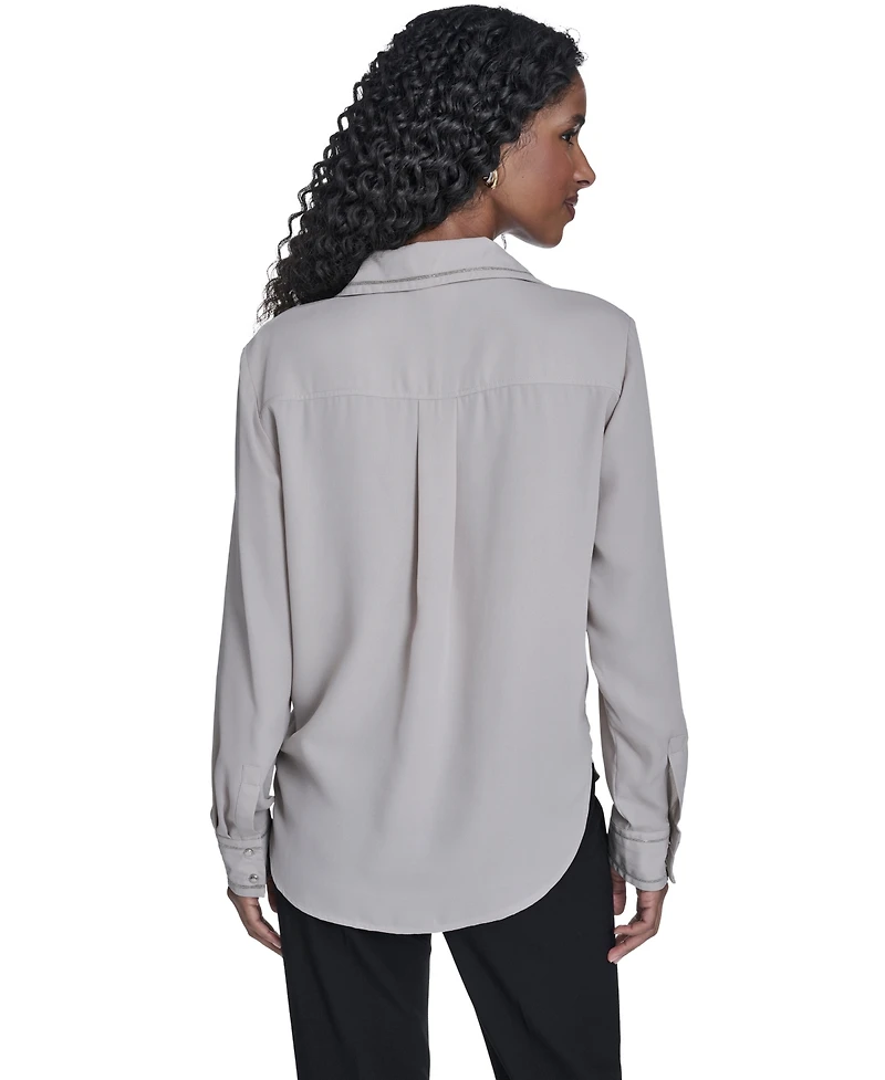 Calvin Klein Women's Decorated Button-Down Top