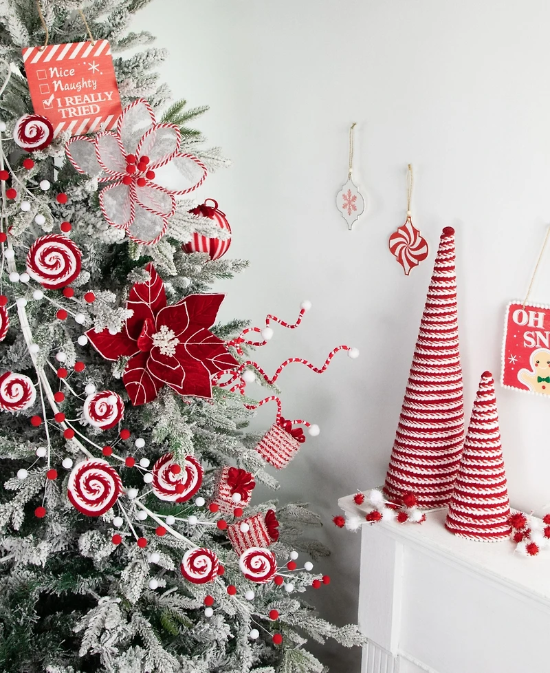 Northlight 30" Candy Cane Swirls and Pom Poms Christmas Garland