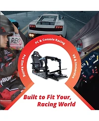 Gtr Simulator Gta-Pro Racing Cockpit | Dual-Use Sim Rig Workstation with Speciale Seat Direct Drive Compatible Upgradable Keyboard Tray Fit