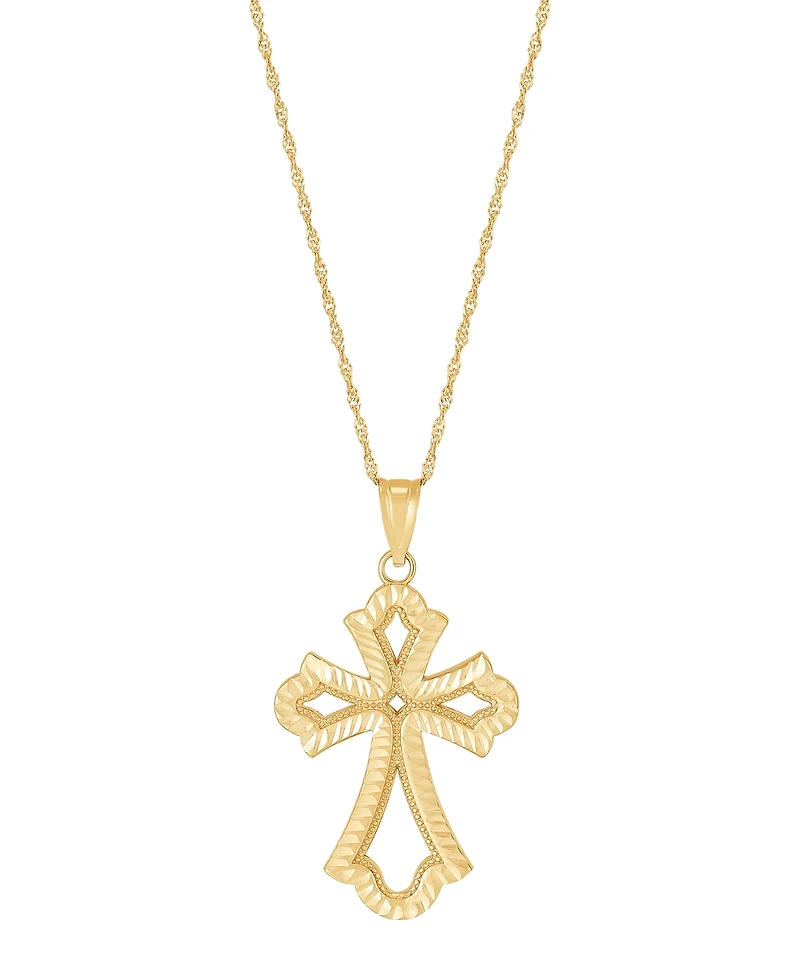 Macy's Polished Cross Pendant Necklace in 10k Yellow Gold