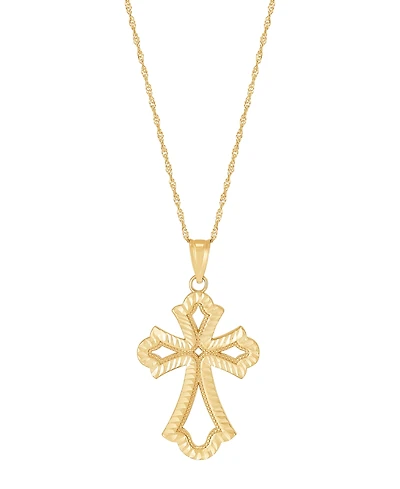 Macy's Polished Cross Pendant Necklace in 10k Yellow Gold