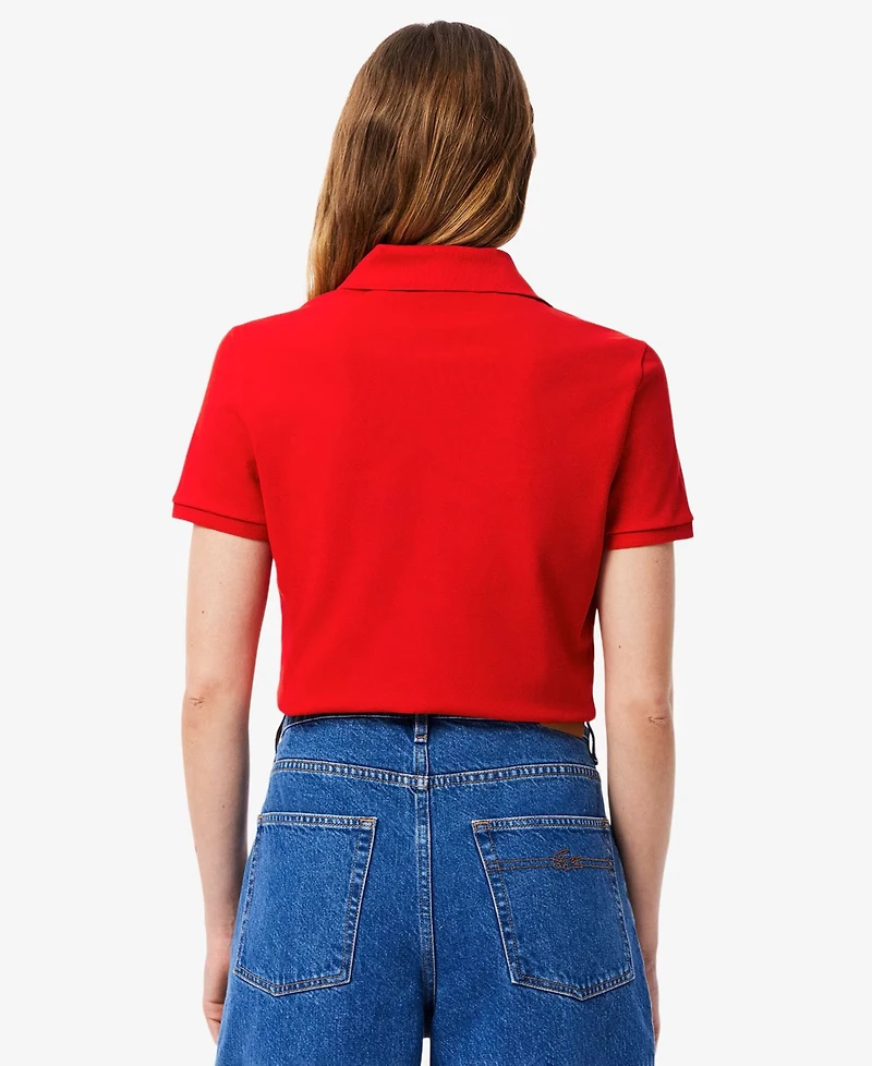 Lacoste Usa Women's Short Sleeves Slim-Fit Polo Top