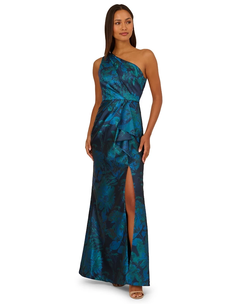 Adrianna Papell Petite One Shoulder Gown