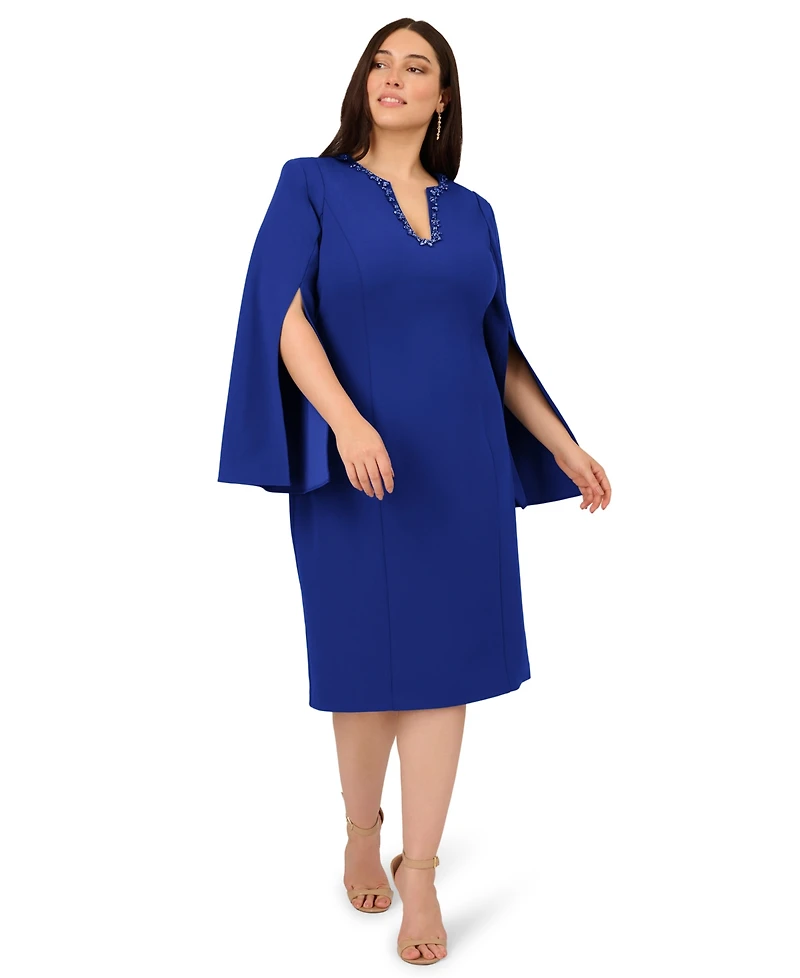 Adrianna Papell Plus Beaded Split-Sleeve Dress