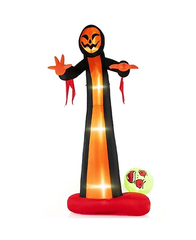 Costway 12 Ft Inflatable Grim Reaper Ghost Large Halloween Inflatables with Built-in Led Lights and Scary Skull
