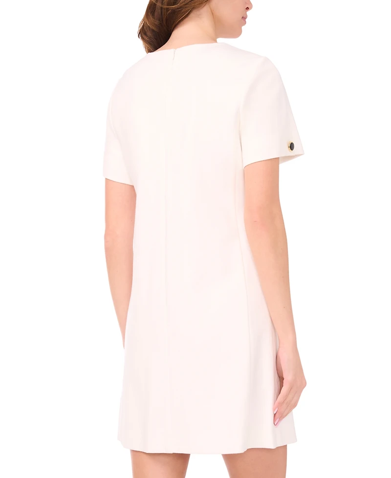 Msk Petite Short-Sleeve Button Skirt Shift Dress