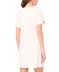 Msk Petite Short-Sleeve Button Skirt Shift Dress