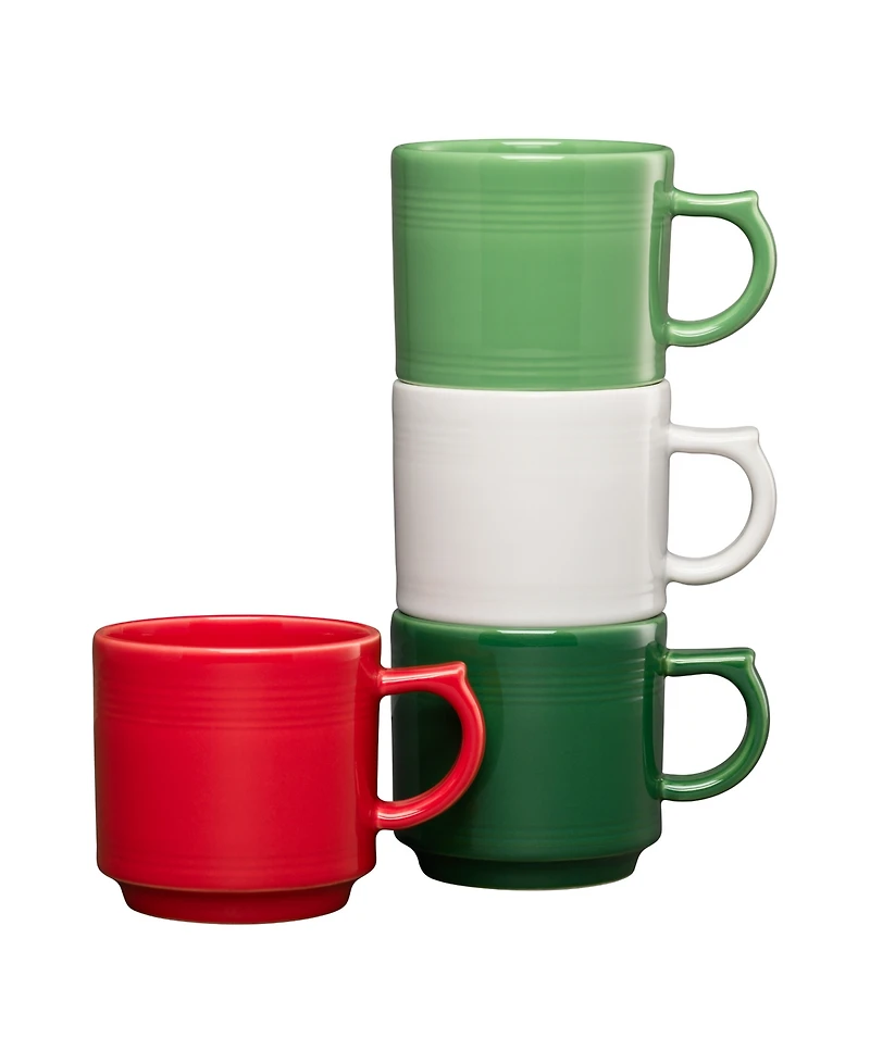 Fiesta Mixed Christmas Colors Stackable Mugs, Set of 4
