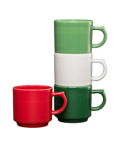 Fiesta Mixed Christmas Colors Stackable Mugs, Set of 4