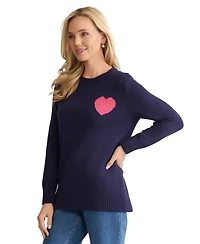 Jones New York Petite Heart Crewneck Sweater