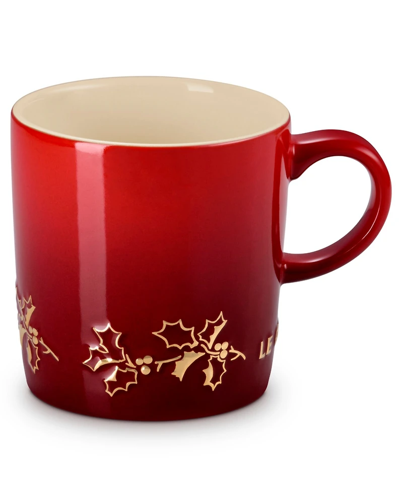Le Creuset Stoneware Holly Collection 12 oz. Gold Applique London Mug