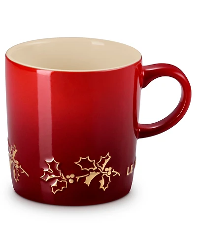 Le Creuset Stoneware Holly Collection 12 oz. Gold Applique London Mug