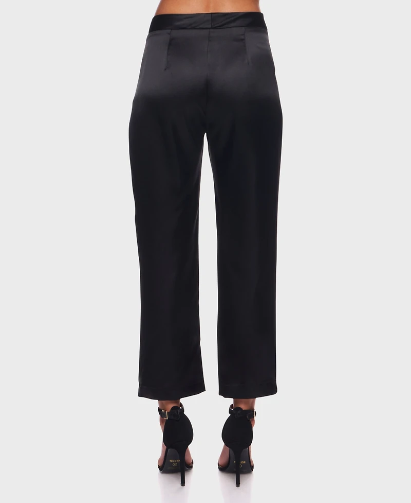 Alex & Sophia Women's Bridal Satin Straight Leg Pants