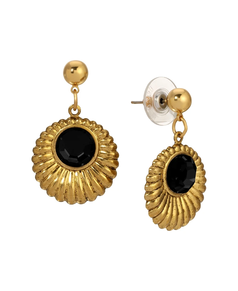 2028 Gold Tone Crystal Drop Round Earrings