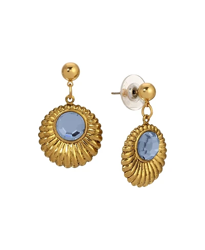 2028 Gold Tone Crystal Drop Round Earrings