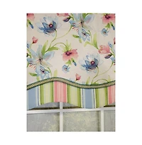 Rlf Home Flowers Bloom Glory 100% Cotton Floral Design with Gimp Trim Lining Spot Clean Valance 50"x16" Multicolor