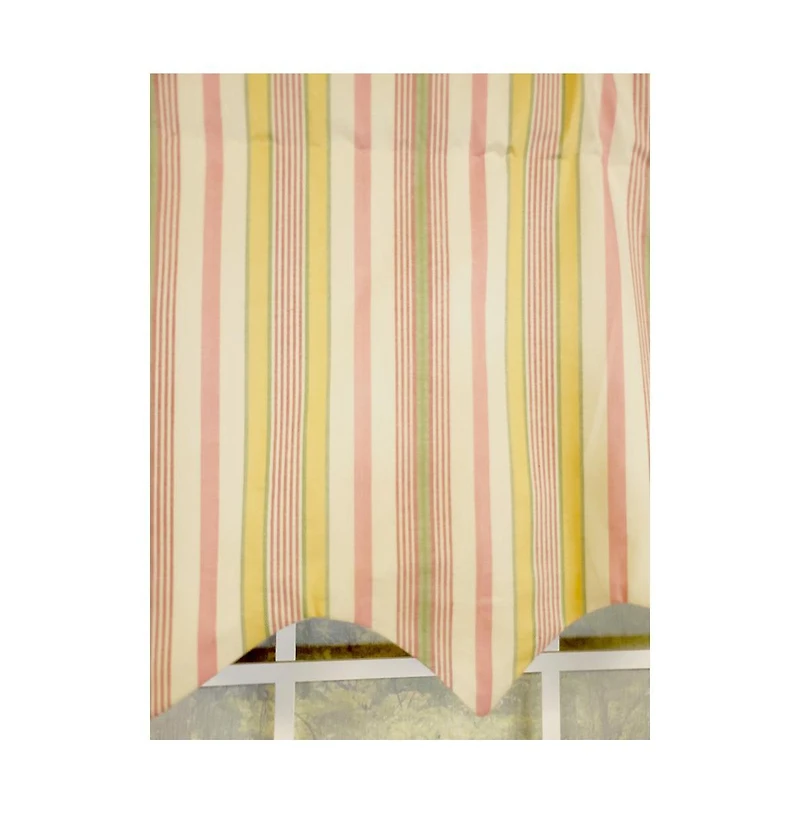Rlf Home Guava Stripe Regal 3" Rod Pocket Lining Luxurious and Elegant Window Treatment Valance 50" x 17" Pink