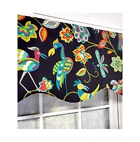 Rlf Home Locos Birds Provance 3" Rod Pocket Lining Luxurious and Elegant Window Treatment Valance 50" x 15" Black