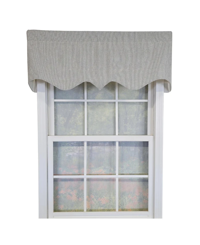Rlf Home 100% Cotton Seersucker Regal With Poly/Cotton Ivory lining Rod Pocket Valance 50" x 16" Black